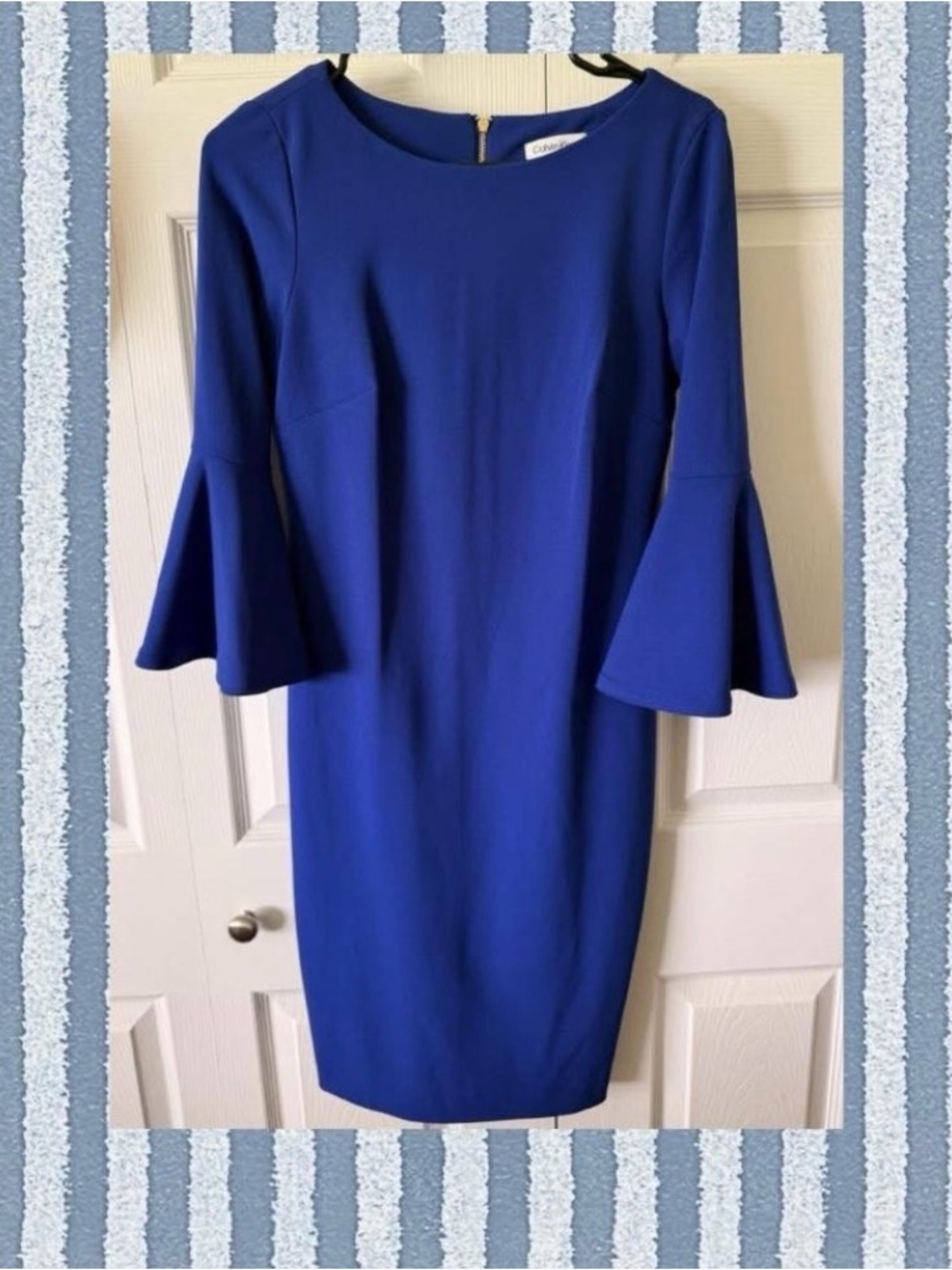 Calvin Klein Cobalt Blue Bell-Sleeve Sheath Dress